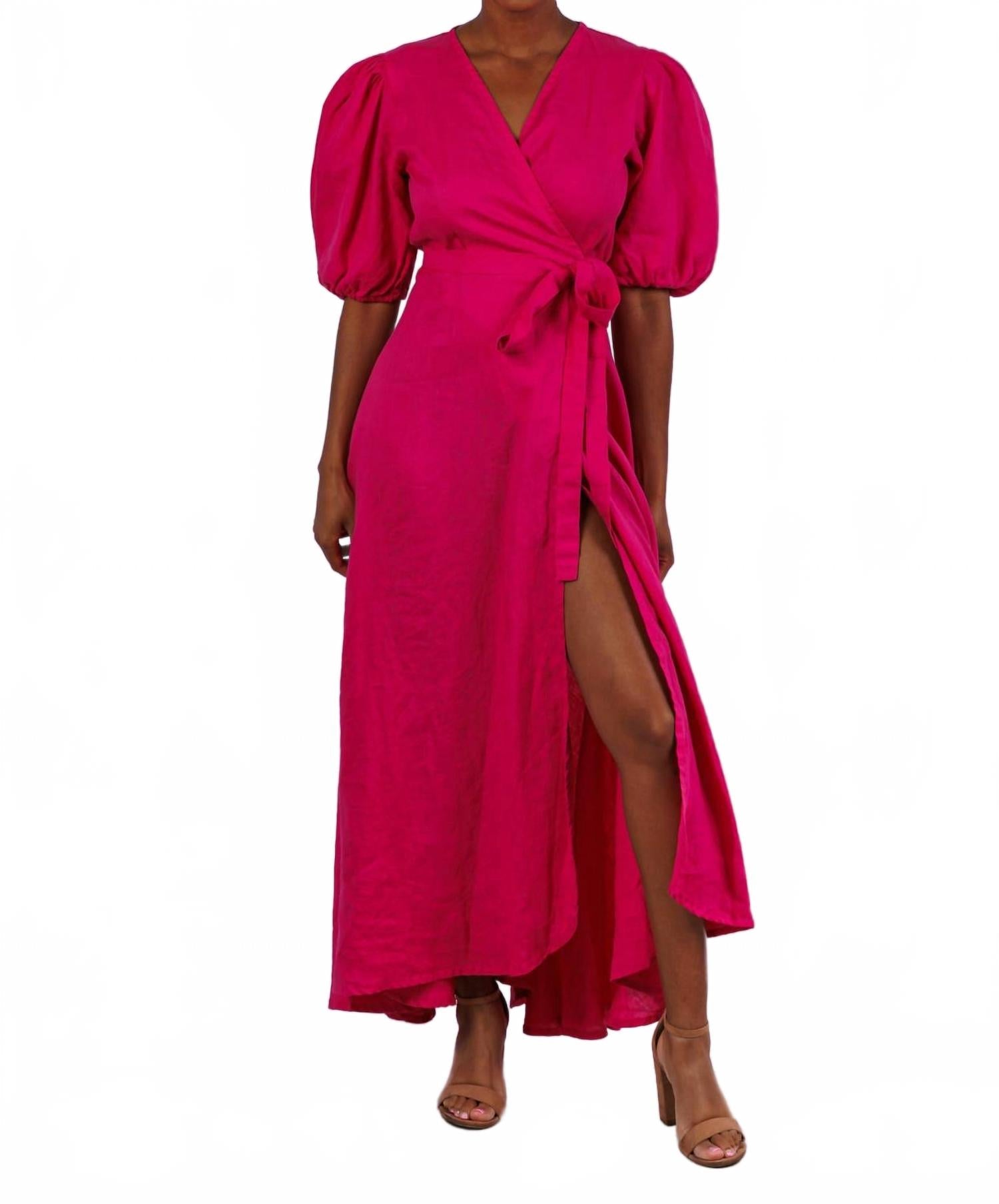 Diana Maxi Dress In Berry Linen