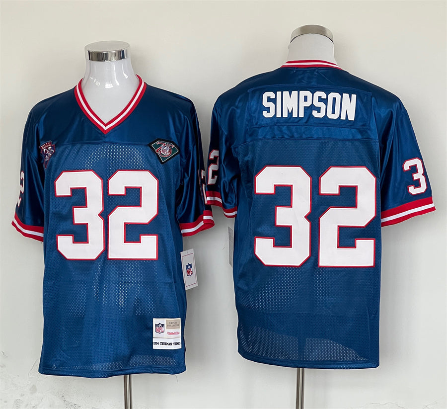 Men's Buffalo Bills OJ Simpson Mitchell & Ness Blue Legacy Replica Player jersey