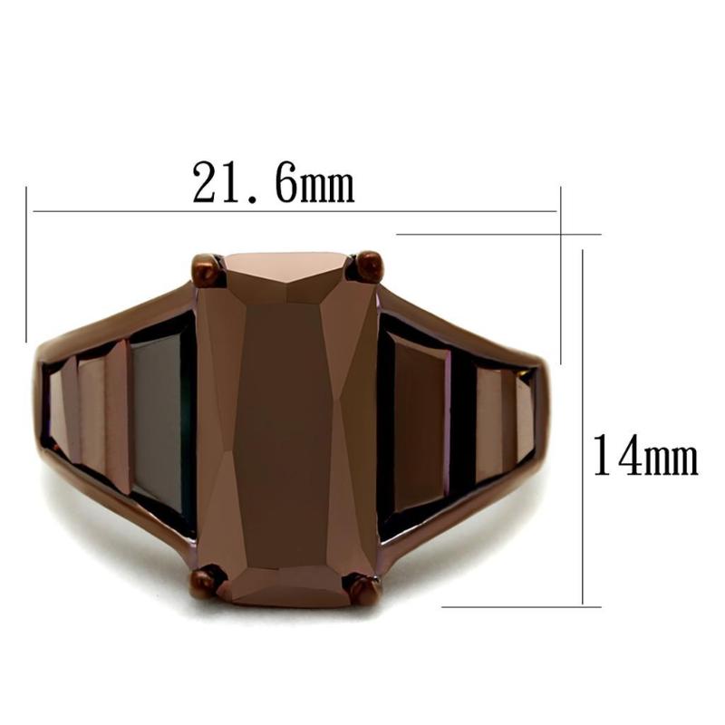 IP Coffee light Brass Ring with AAA Grade CZ in Light Coffee