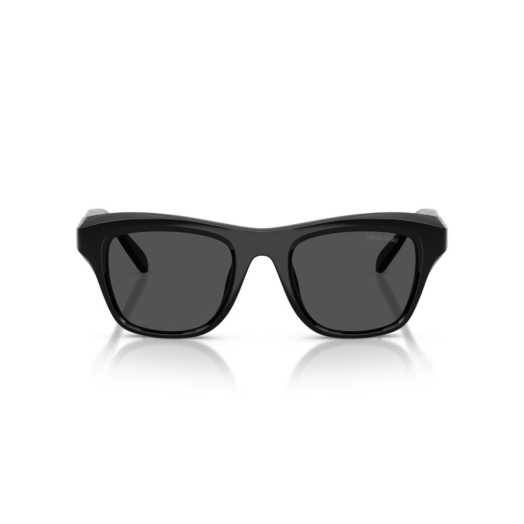 0Sk6056U Rectangular Black Sunglasses with Crystal Embellishments