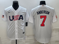 Men's 2023 World Baseball Classic #7 Tim Anderson USA White jersey