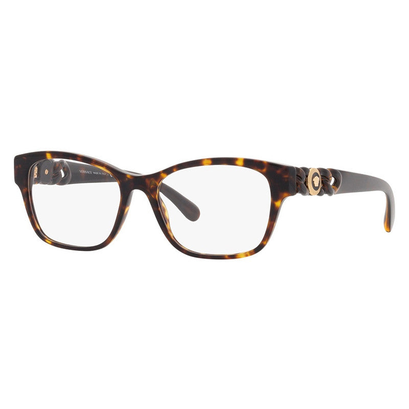 Versace Eyeglasses Cat Eye Full Rim, Havana Frame And Clear Demo Lenses Lens Ve3306108