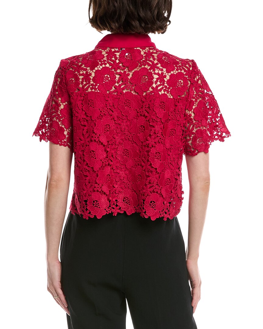 CeCe Patch Pocket Button-Down Lace Top
