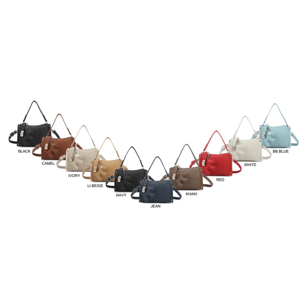 Faux Leather Dog Bag Charm Mini Shoulder Crossbody Bag
