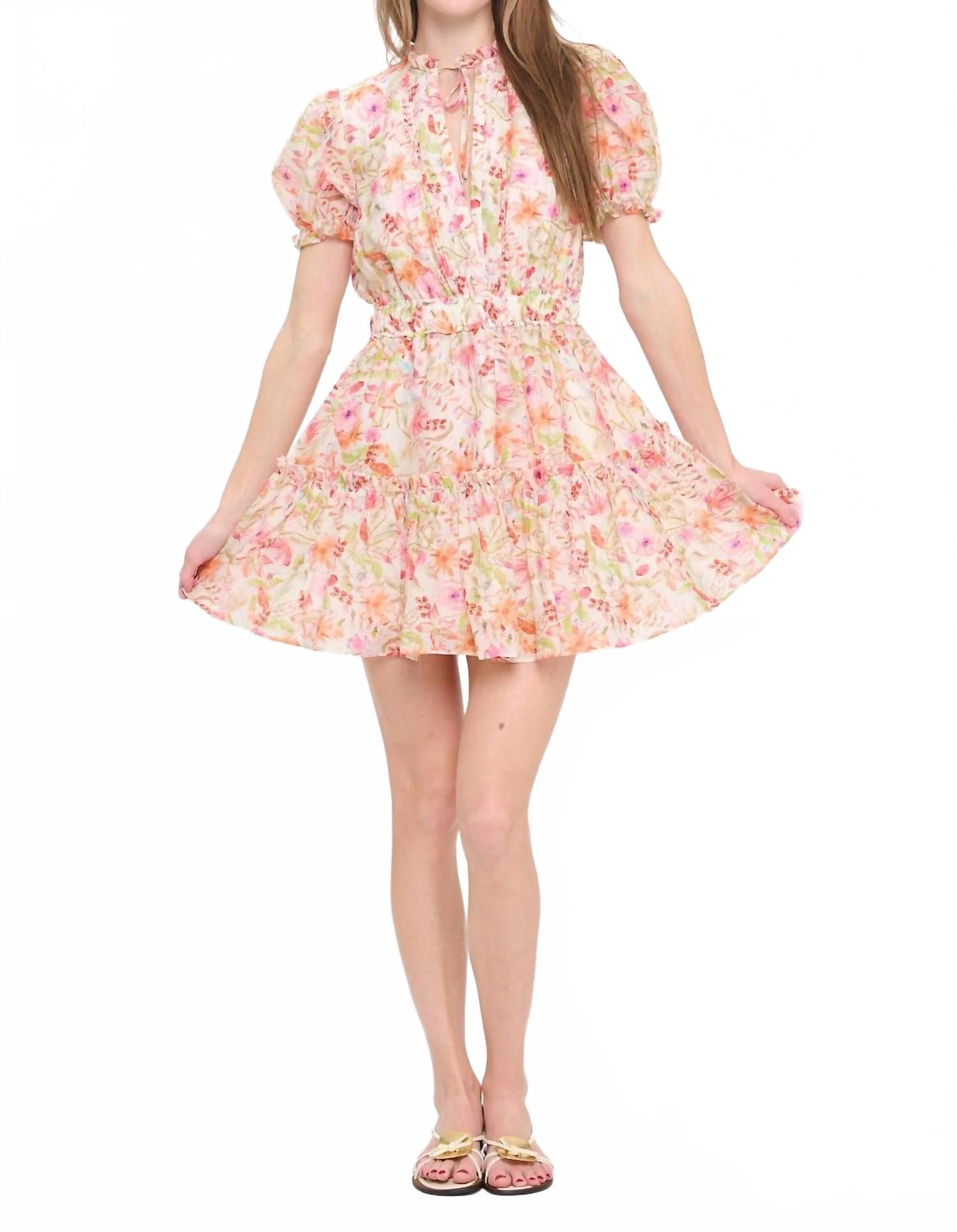 Pebble Garden Short Dress In Multicolor
