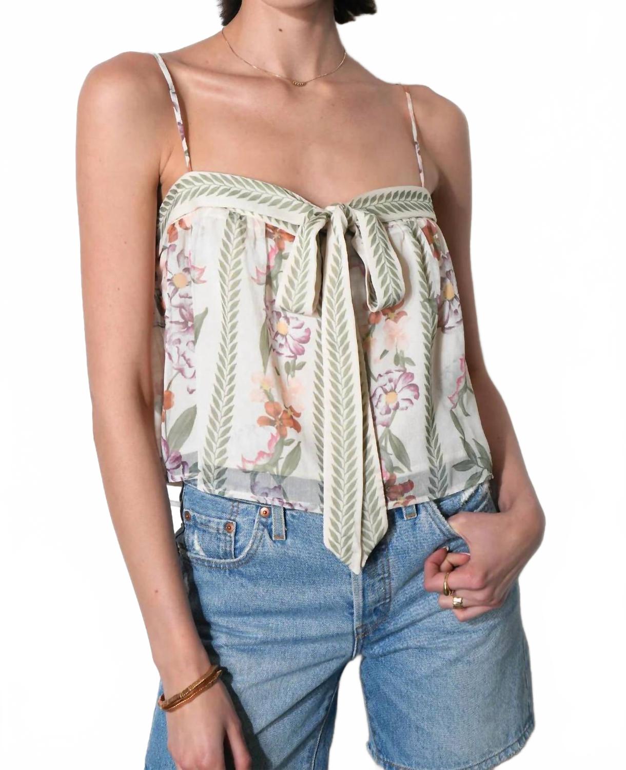 Taylor Tie Front Top In Ivory Combo