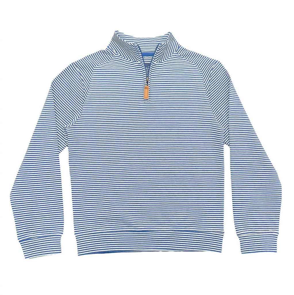 Boys' Collins Quarter Zip Pullover In Blue Stripe