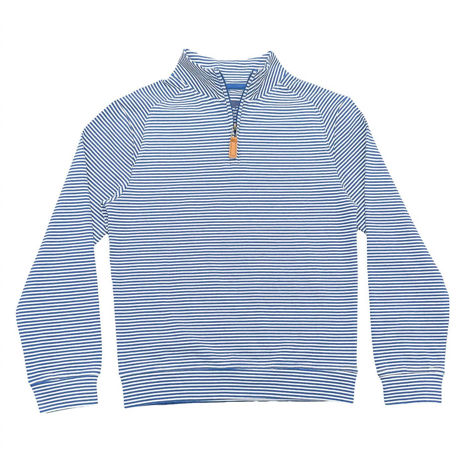 Boys' Collins Quarter Zip Pullover In Blue Stripe