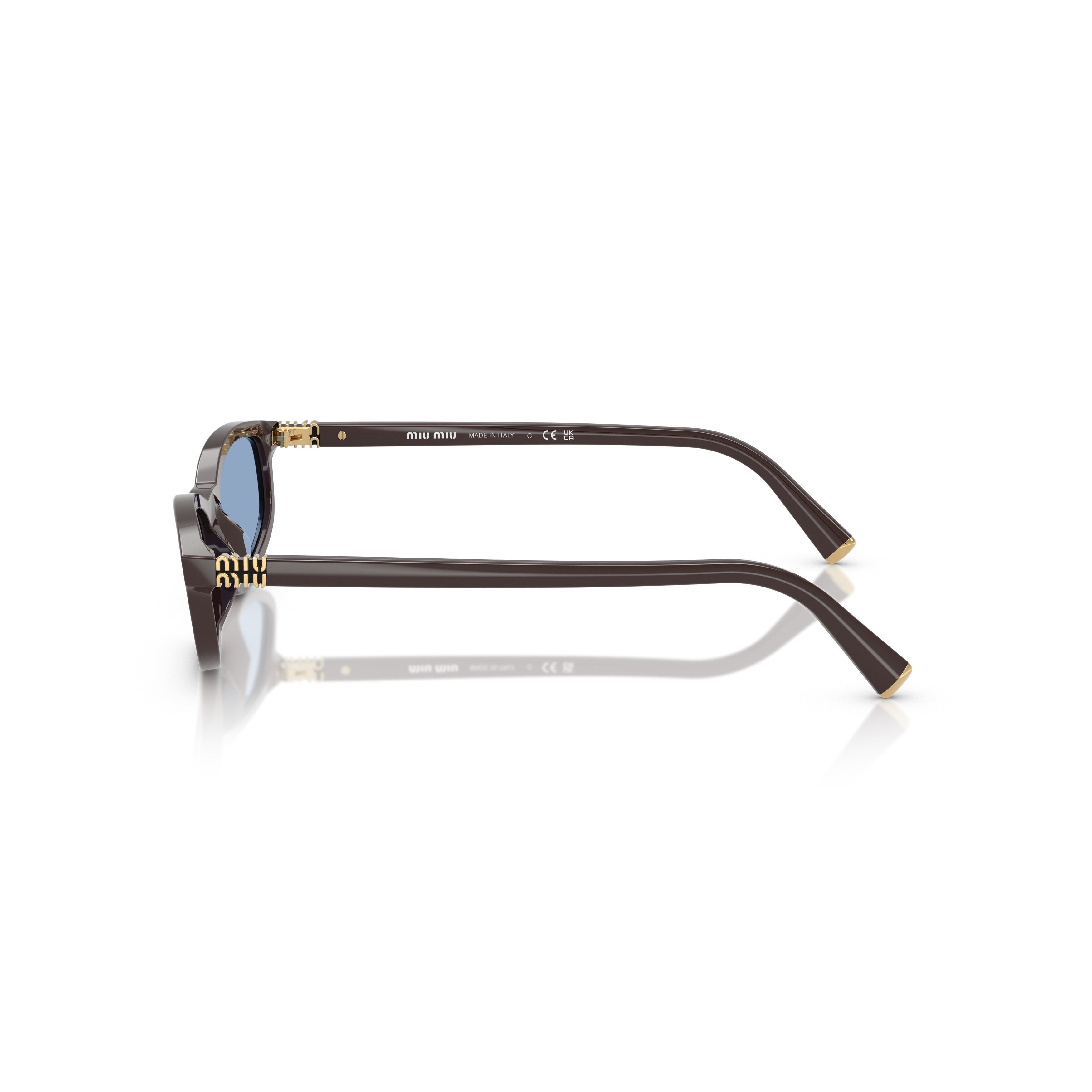 0Mu A06S Rectangular Acetate Sunglasses with Gold Accents