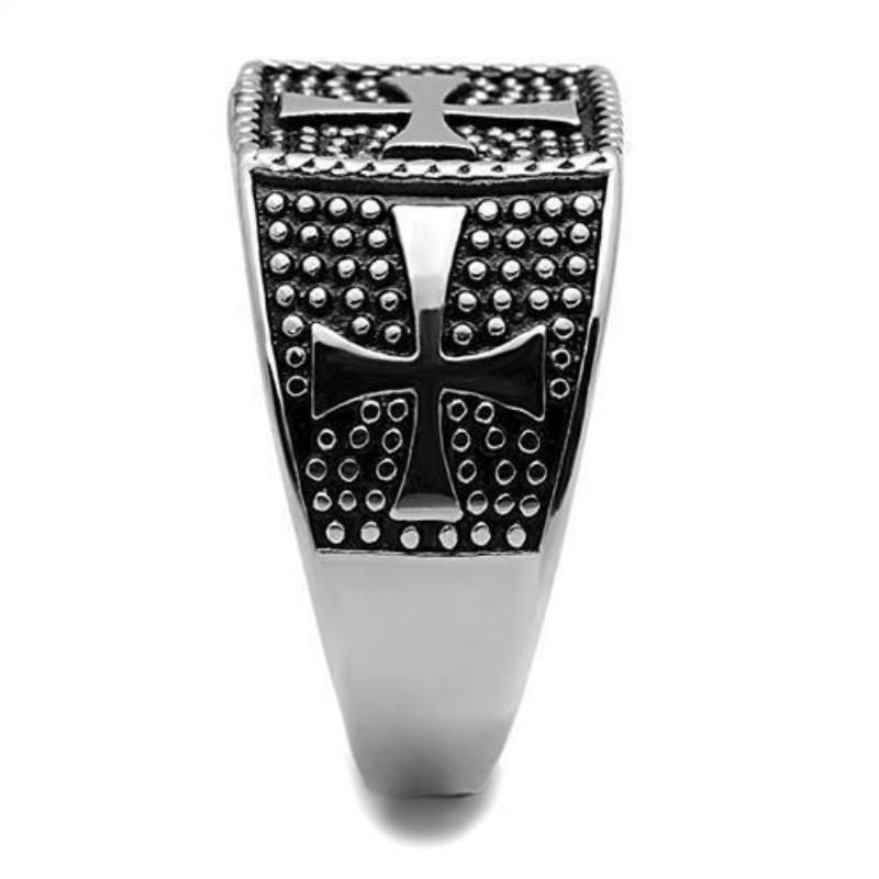High polished (no plating) Stainless Steel Ring with Epoxy in Jet