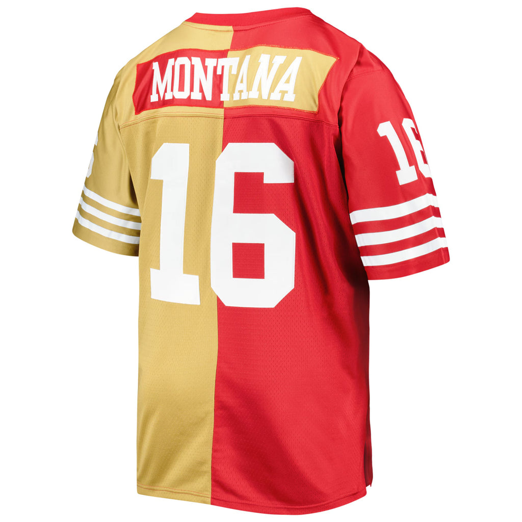 San Francisco 49ers Joe Montana Mitchell & Ness Scarlet/Gold Big & Tall Split Legacy Retired Player Replica Jersey