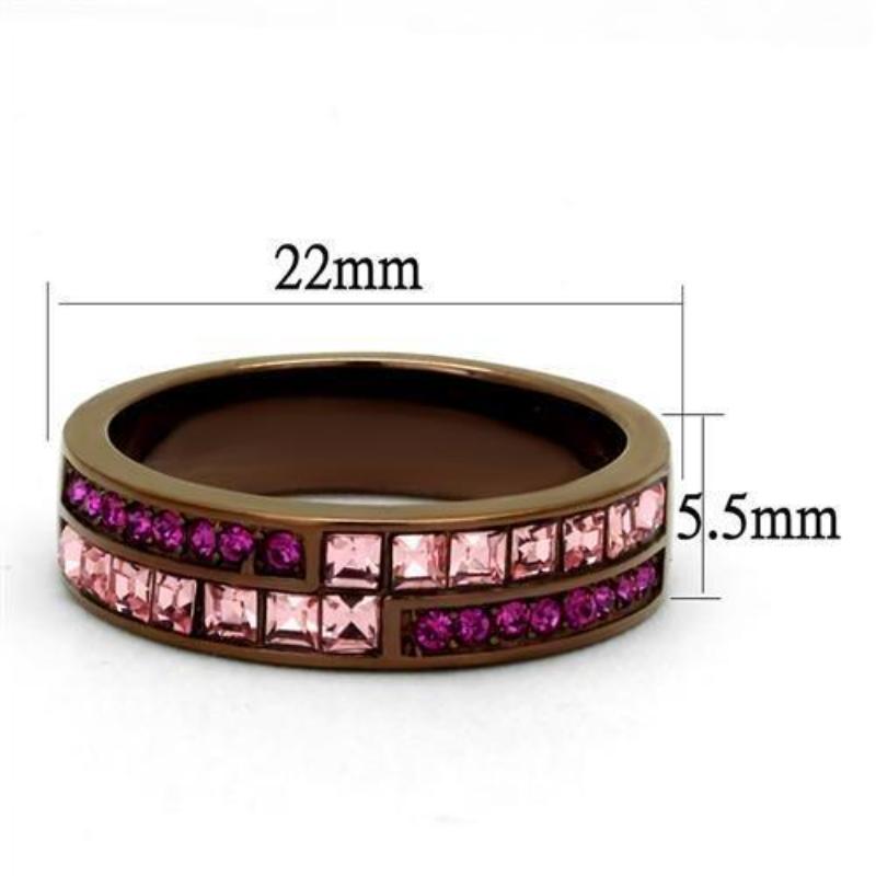 IP Coffee light Stainless Steel Ring with Top Grade Crystal in Multi Color