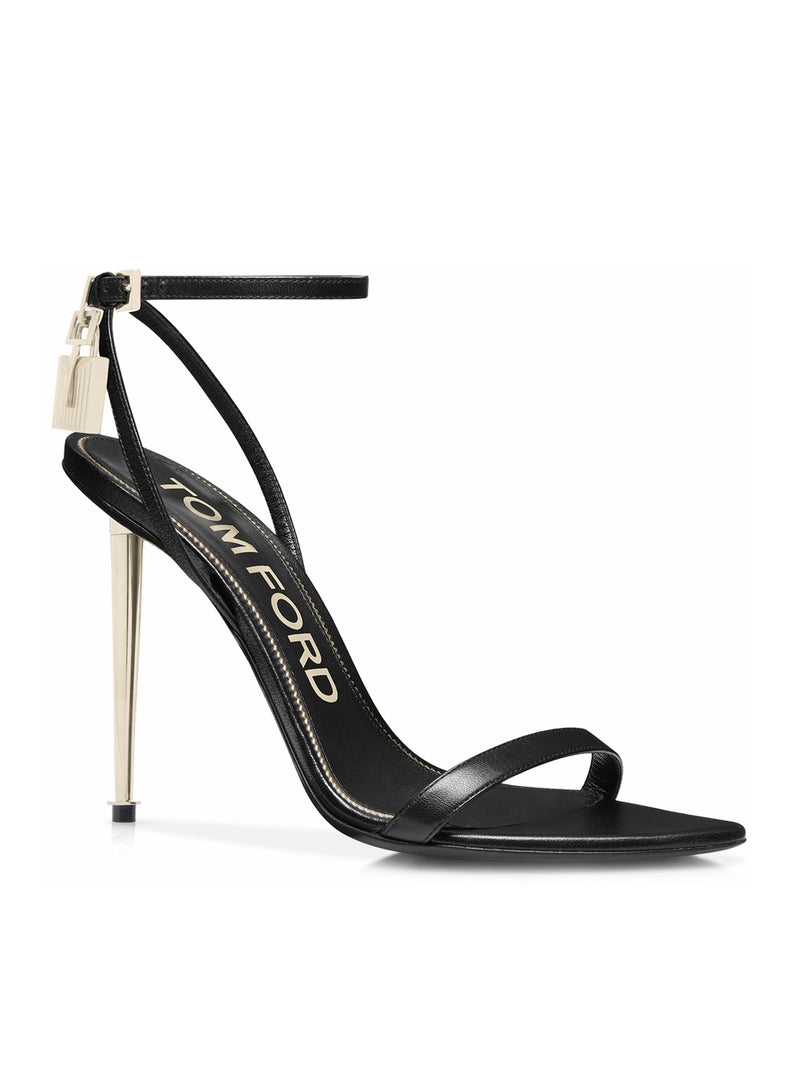 Tom Ford Women Pointed-Toe Sandal With Padlock In Polished Leather