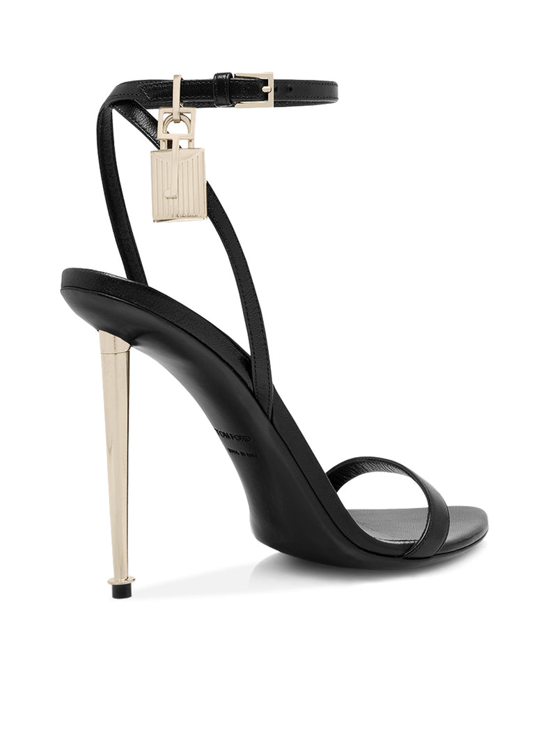 Tom Ford Women Pointed-Toe Sandal With Padlock In Polished Leather