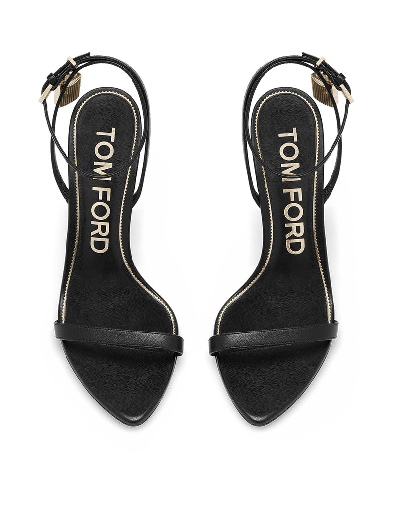 Tom Ford Women Pointed-Toe Sandal With Padlock In Polished Leather
