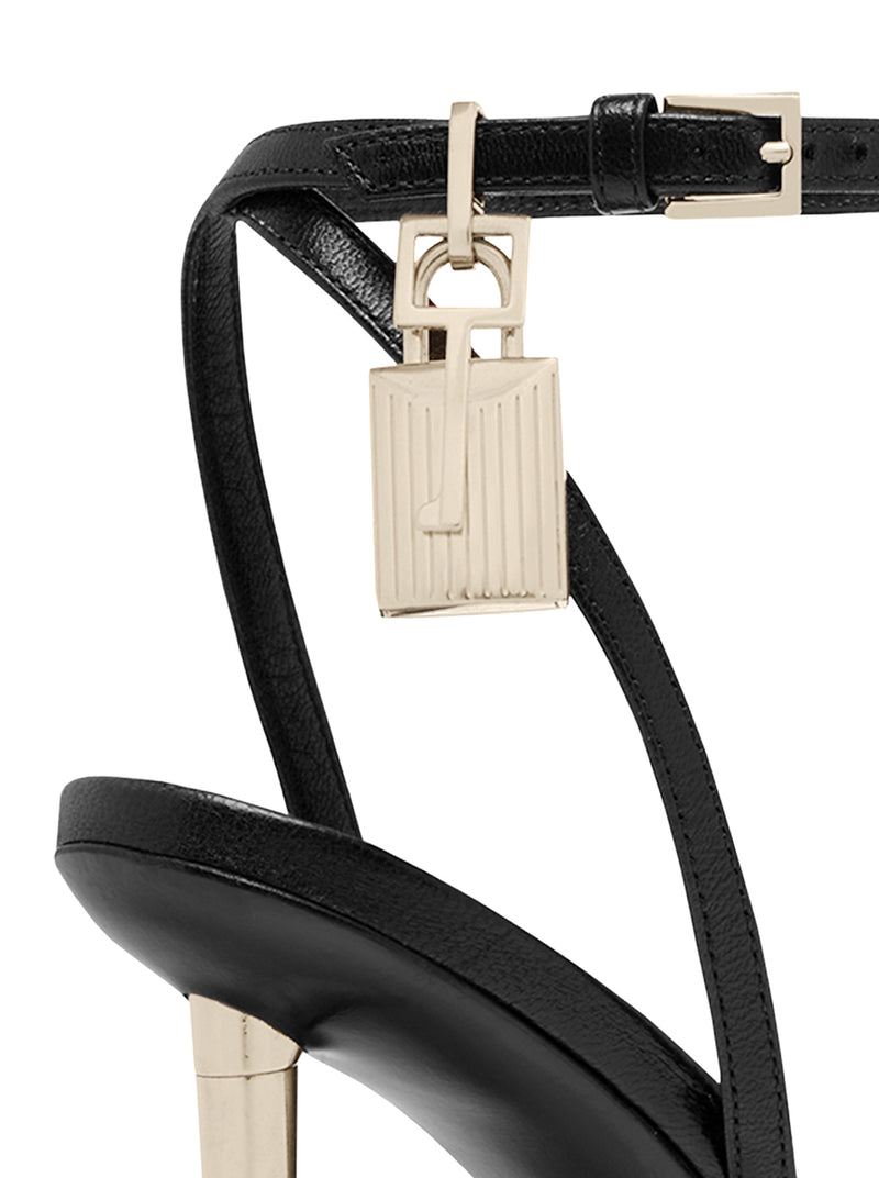 Tom Ford Women Pointed-Toe Sandal With Padlock In Polished Leather