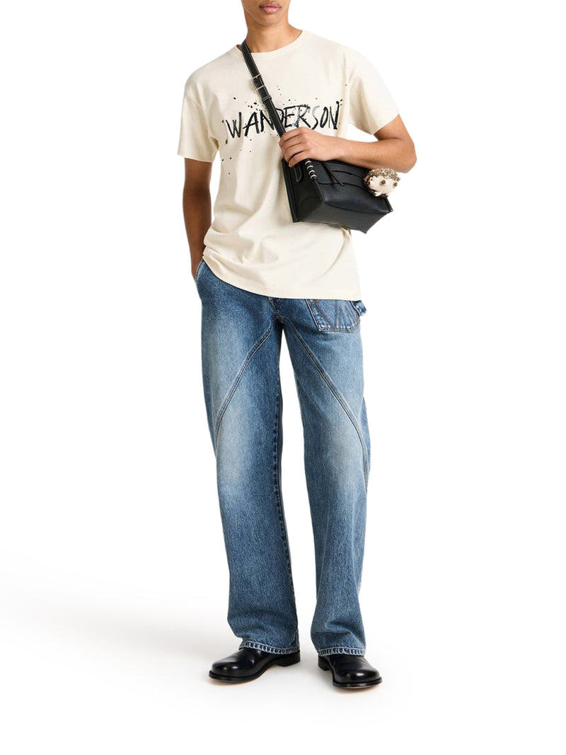 J.W.Anderson Men Circular T-Shirt In Ecru Jersey