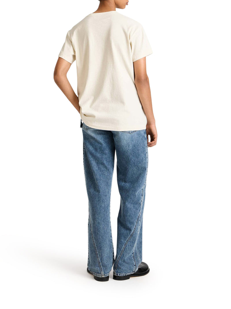 J.W.Anderson Men Circular T-Shirt In Ecru Jersey