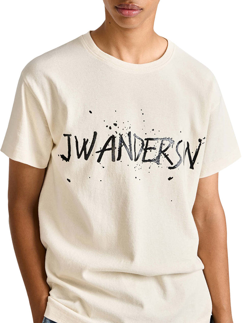 J.W.Anderson Men Circular T-Shirt In Ecru Jersey