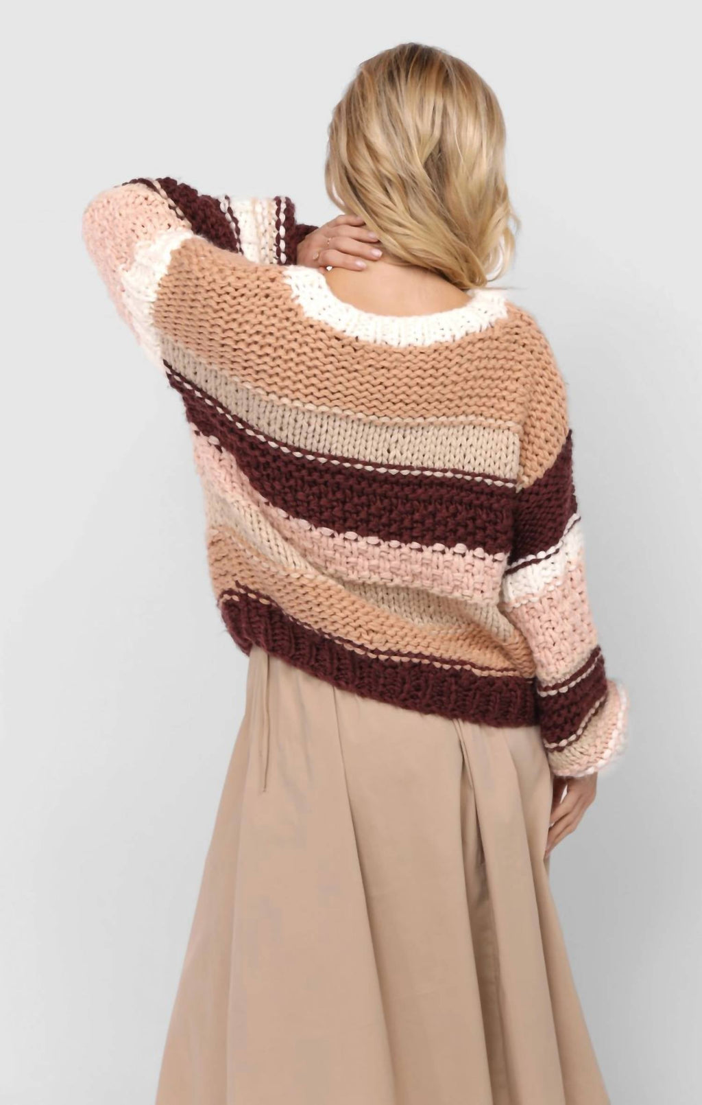Butter Pecan Chunky Sweater In Burgundy Multi