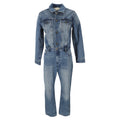 Michael Michael Kors Long Sleeve Denim Jumpsuit in Blue Cotton