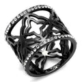 High polished (no plating) Stainless Steel Ring with AAA Grade CZ in Clear