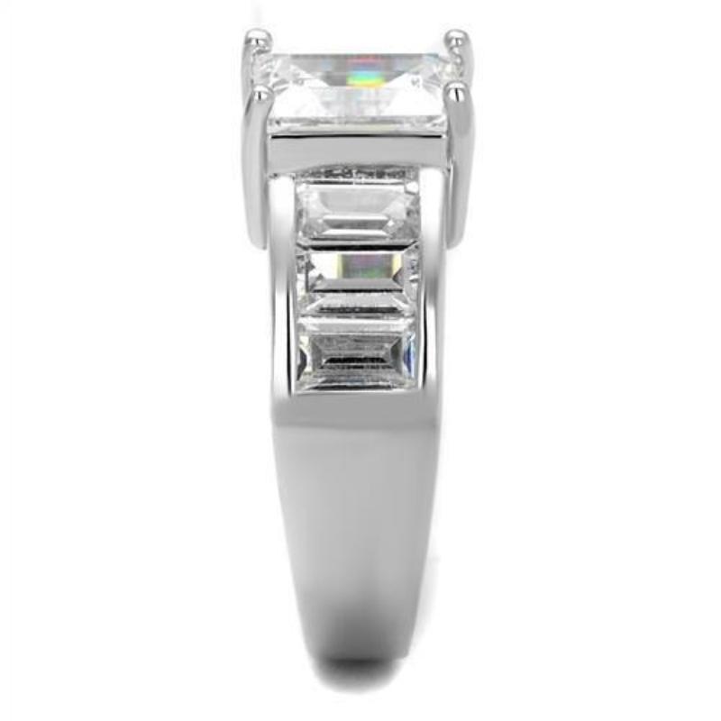 Rhodium Brass Ring with AAA Grade CZ in Clear