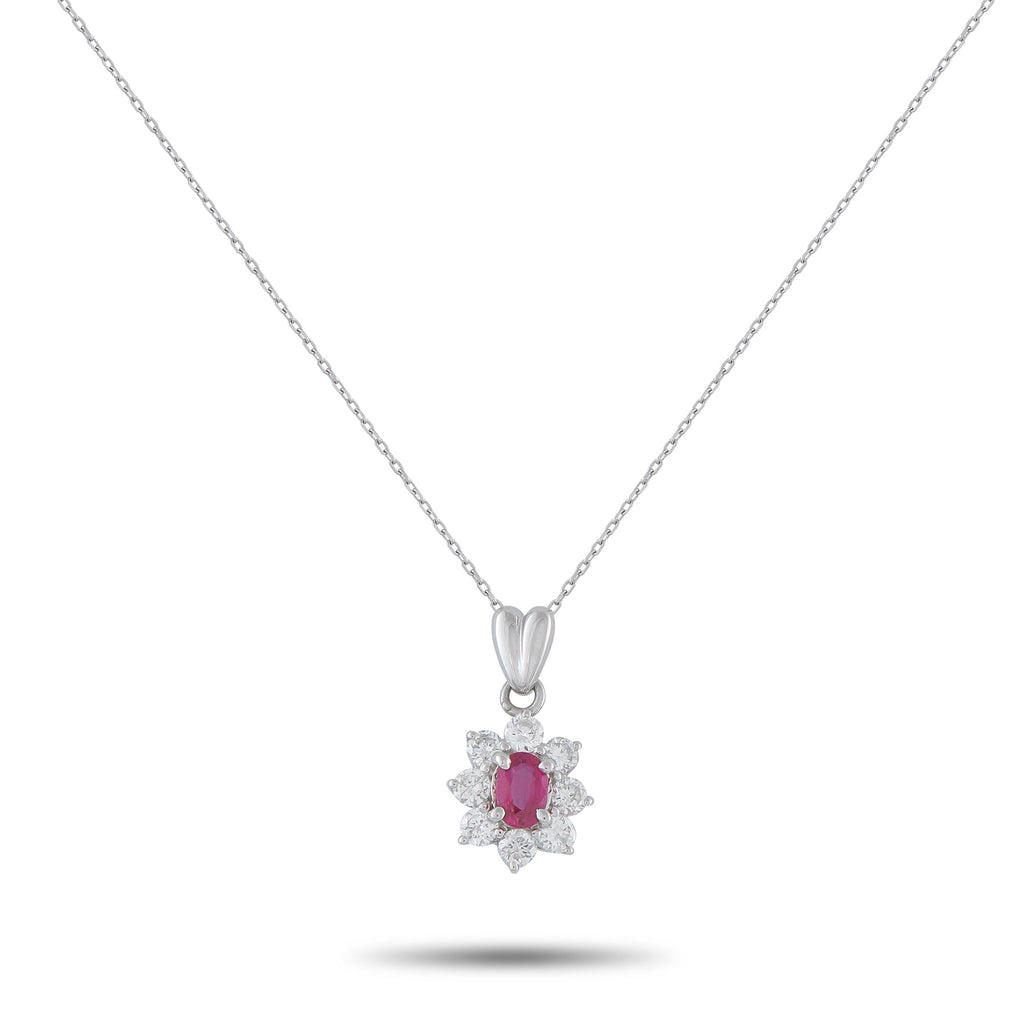 LB Exclusive Platinum 0.66ct Diamond and Ruby Pendant Necklace MF31-041426