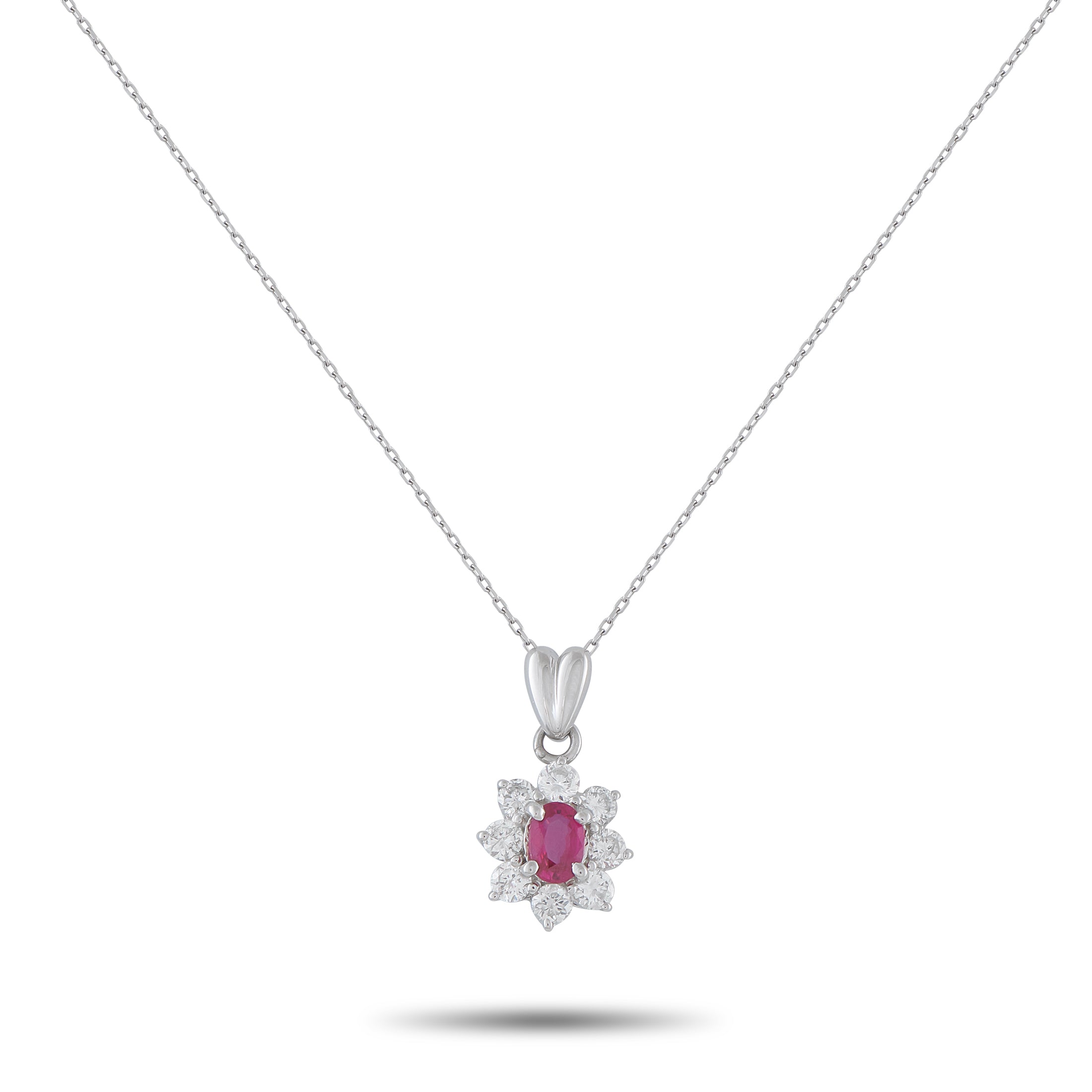 LB Exclusive Platinum 0.66ct Diamond and Ruby Pendant Necklace MF31-041426