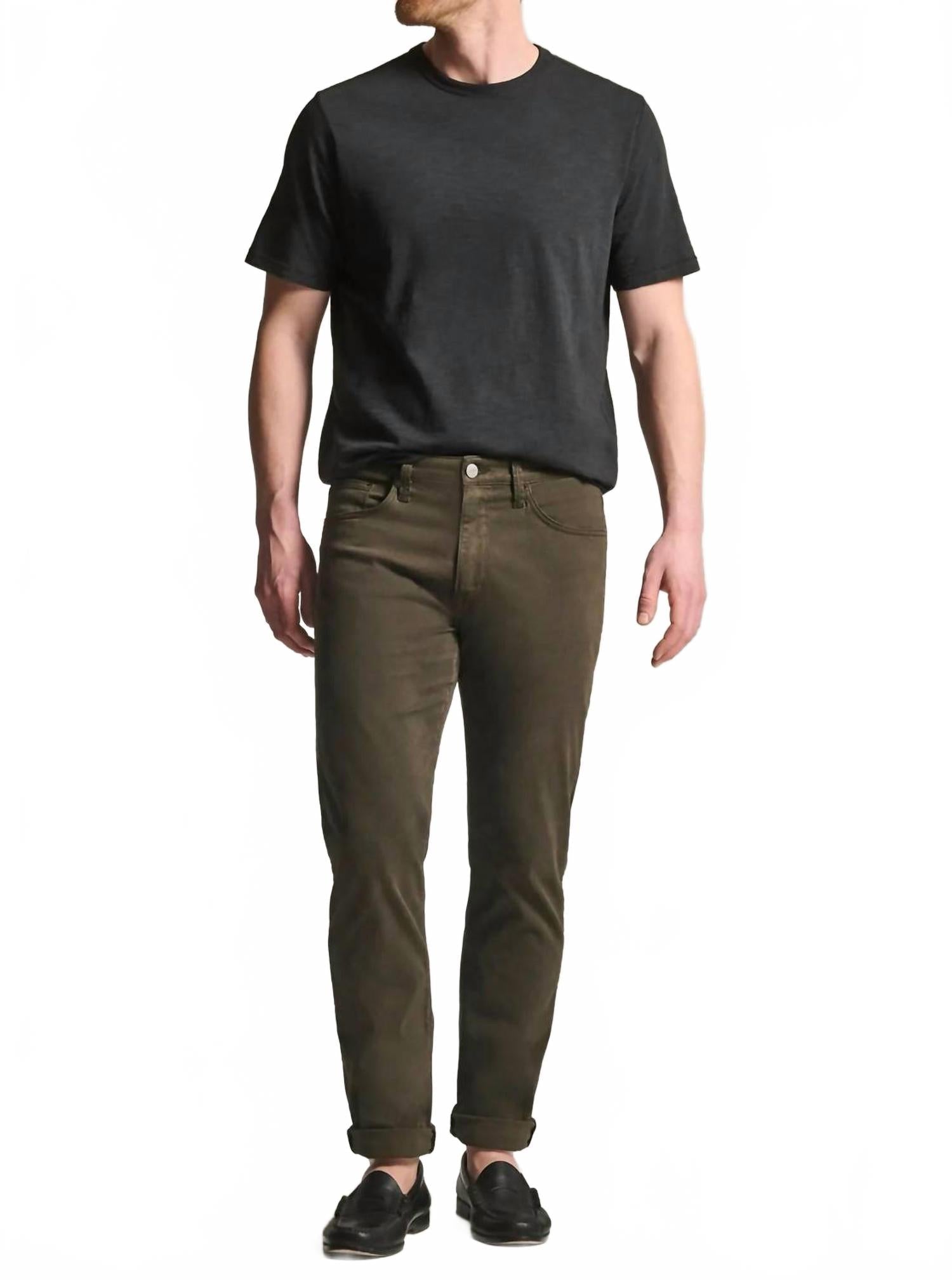 Charisma Relaxed Straight Twill Pants In Cactus Green