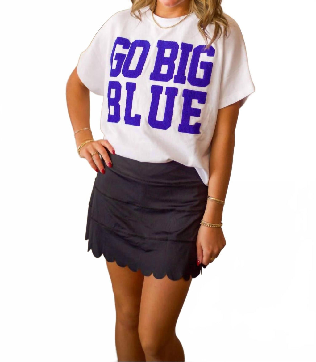Solid Scallop Skort In Black