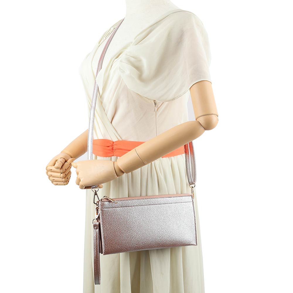 Faux Leather Slim Wallet Crossbody Bag