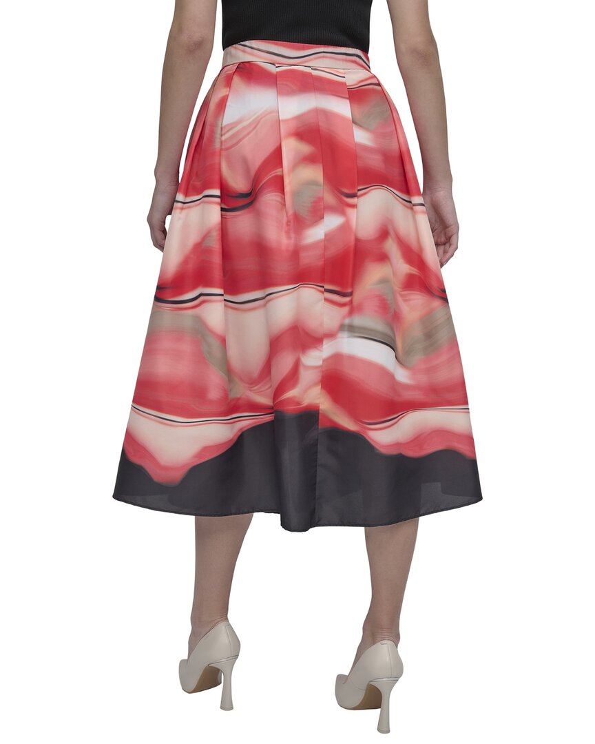 DKNY Front Zip Border Print Skirt