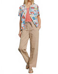 Tropical Resort Print Button-Down Top In Multicolor
