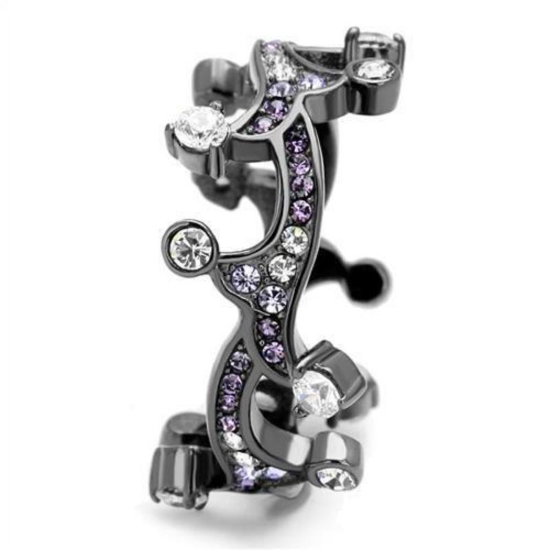 IP Light Black Stainless Steel Ring with AAA Grade CZ in Clear