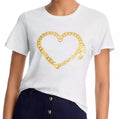 Amour Heart Chain Shrunken Tee In White/gold