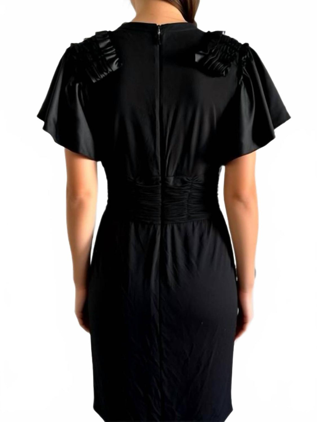 Flutter Sleeve Dress In Black