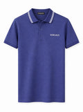 Versace Embroidered Cotton Polo Shirt - Navy