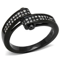 IP Black(Ion Plating) Stainless Steel Ring with Top Grade Crystal in Clear