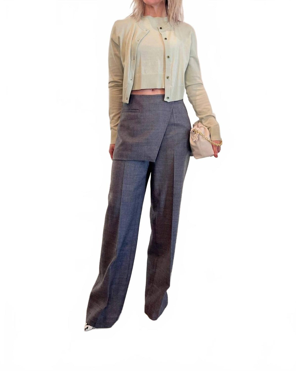 Pine Straight Leg Skirt Pants In Grey Melange