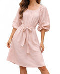 Blouson Sleeve Dress In Rose