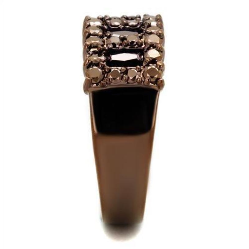 IP Coffee light Brass Ring with AAA Grade CZ in Light Coffee