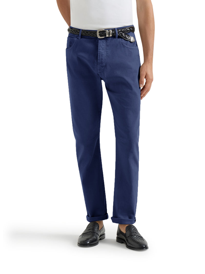 Brunello Cucinelli Men Five-Pocket Garment-Dyed Denim Trousers
