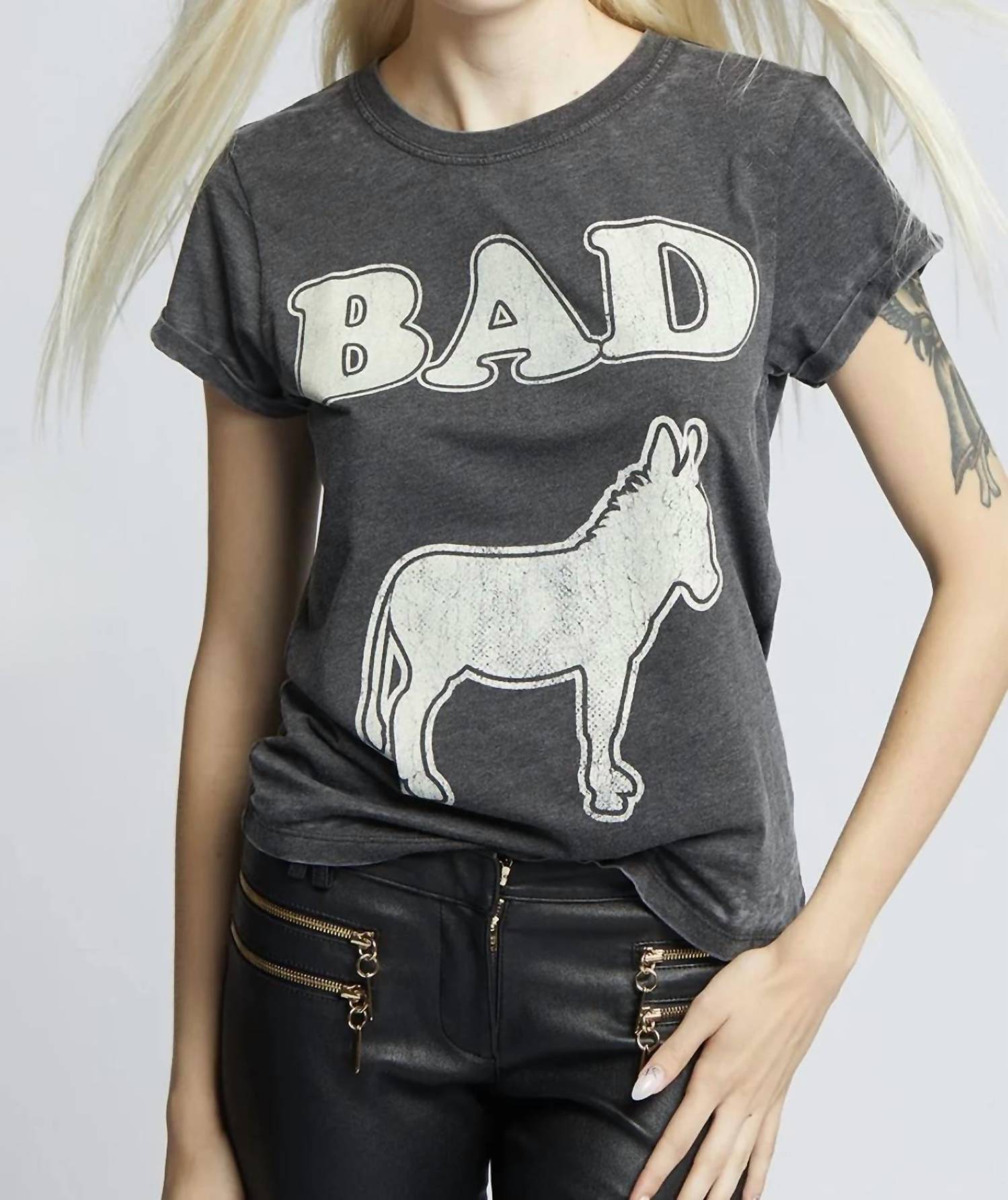 Bad Burn Out Graphic Tee Shirt In Grey