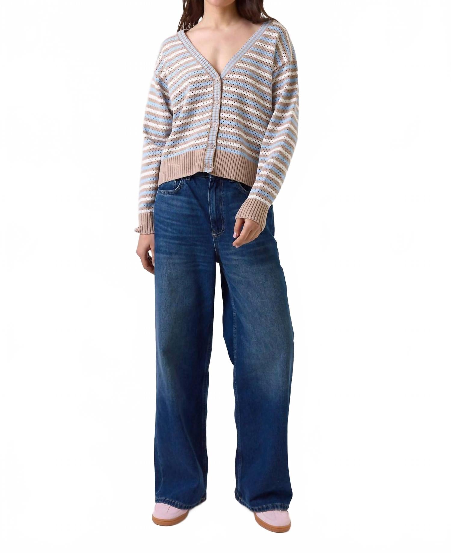 Pamilla Stripe Cardigan In Light Brown