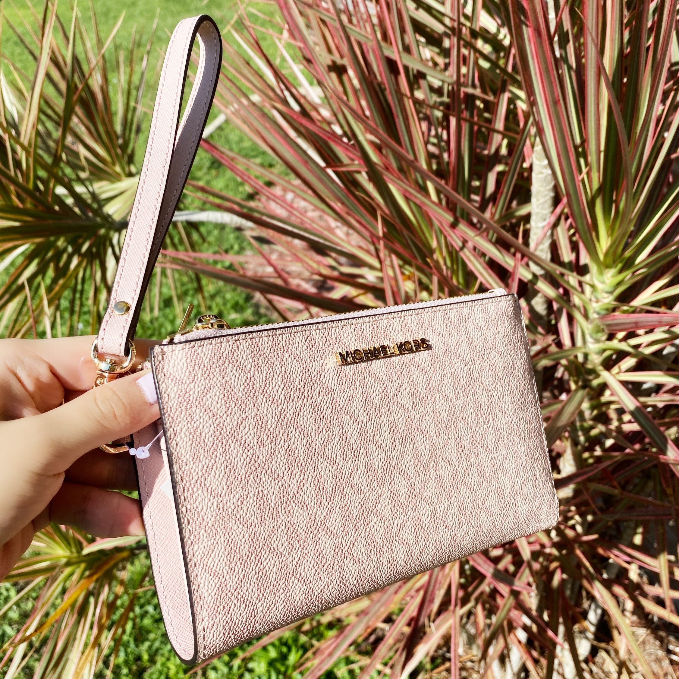 Michael Kors Jet Set Travel Double Zip Wristlet Ballet Pink MK