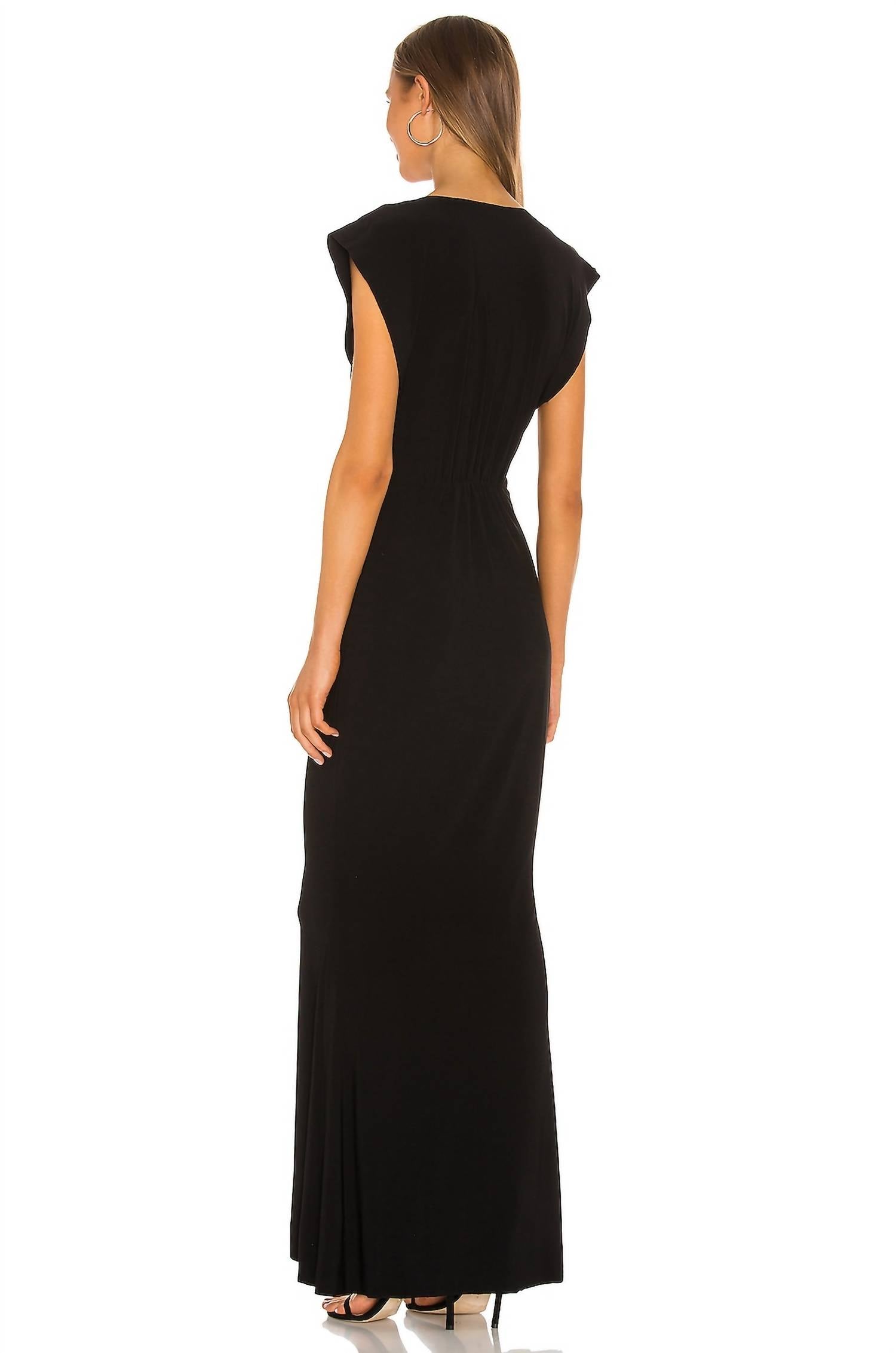 V-Neck Rectangle Gown In Black