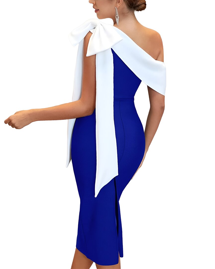 AMINA GLAM Solid Midi Dress
