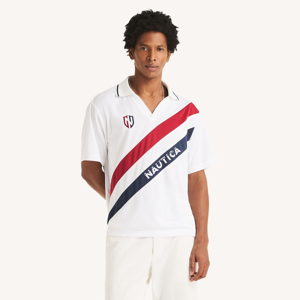 Nautica Mens Relaxed Fit Performance Johnny Collar Polo