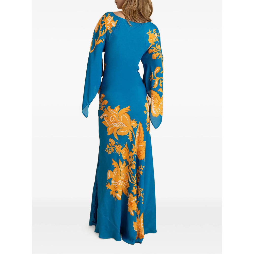 Etro Women Stamped Floral Drape-Sleeve Maxi Dress